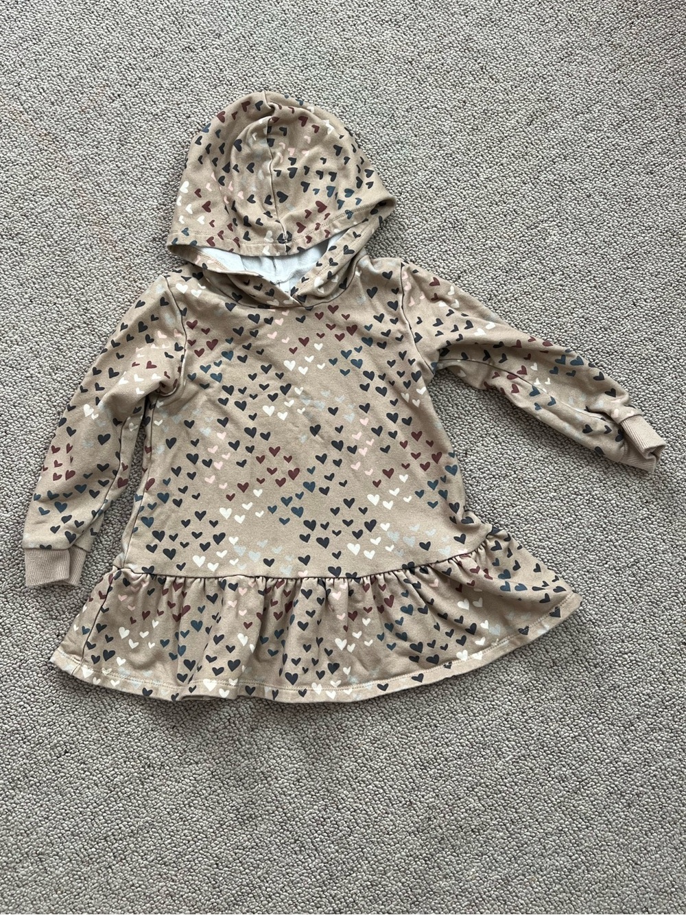 Baby Sprouts 4T Girls' Heart Print Hooded Sweatshirt Dress